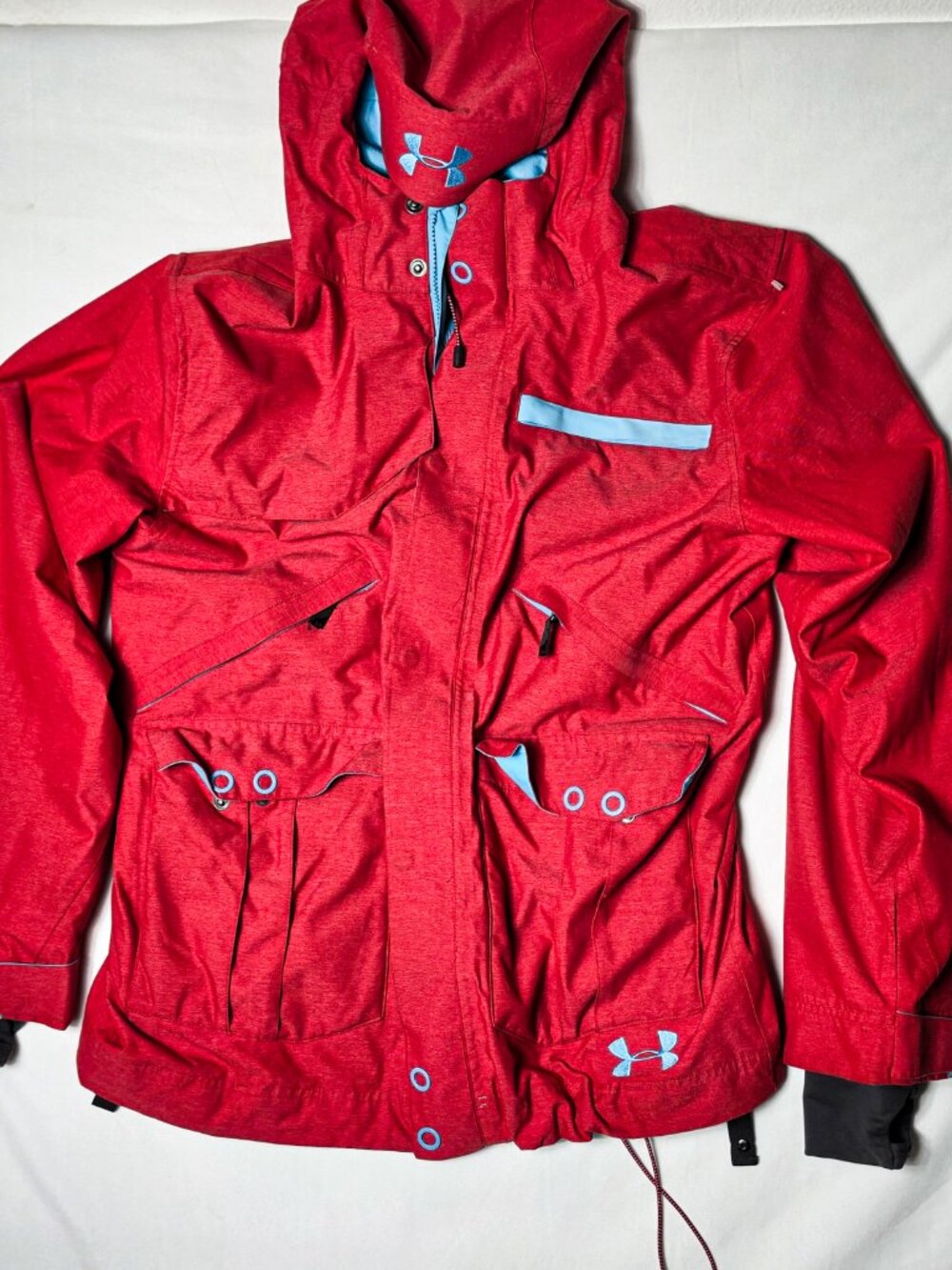 Vintage Under Armour ColdGear Infrared Ski Snowboard Jacket Hooded Red Blue Larg